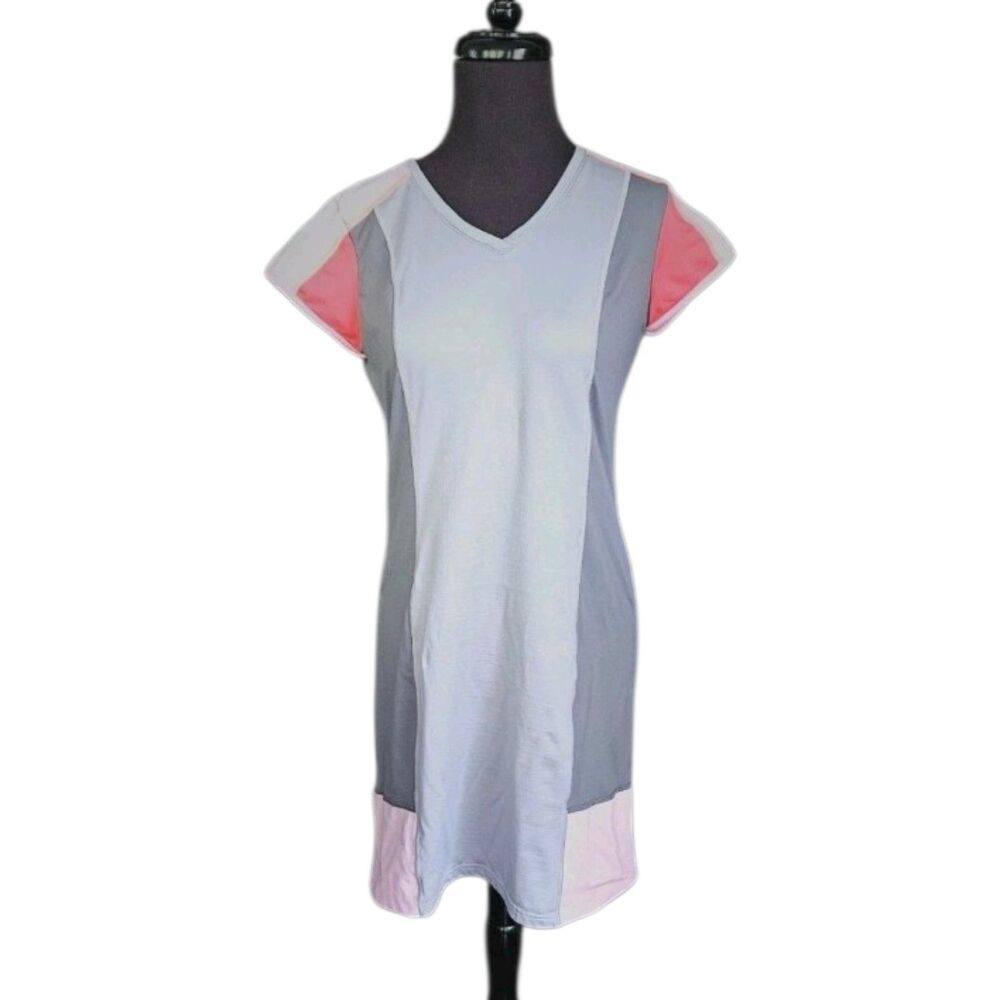 Title Nine Color Block Gidget Scuba Dress Cap Sleeves V Neck Size Small